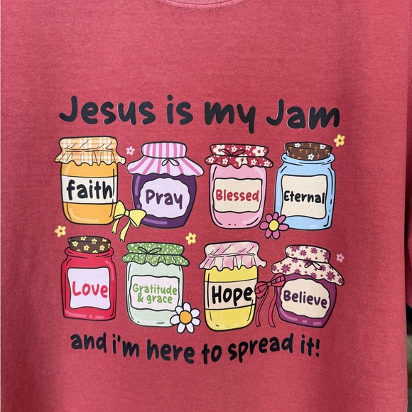 Comfort Colors Tops - Comfort Colors Women's Tee - Red with Colorful Jars